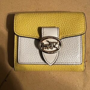 Coach Yellow and White Wallets with Metallic Accents
